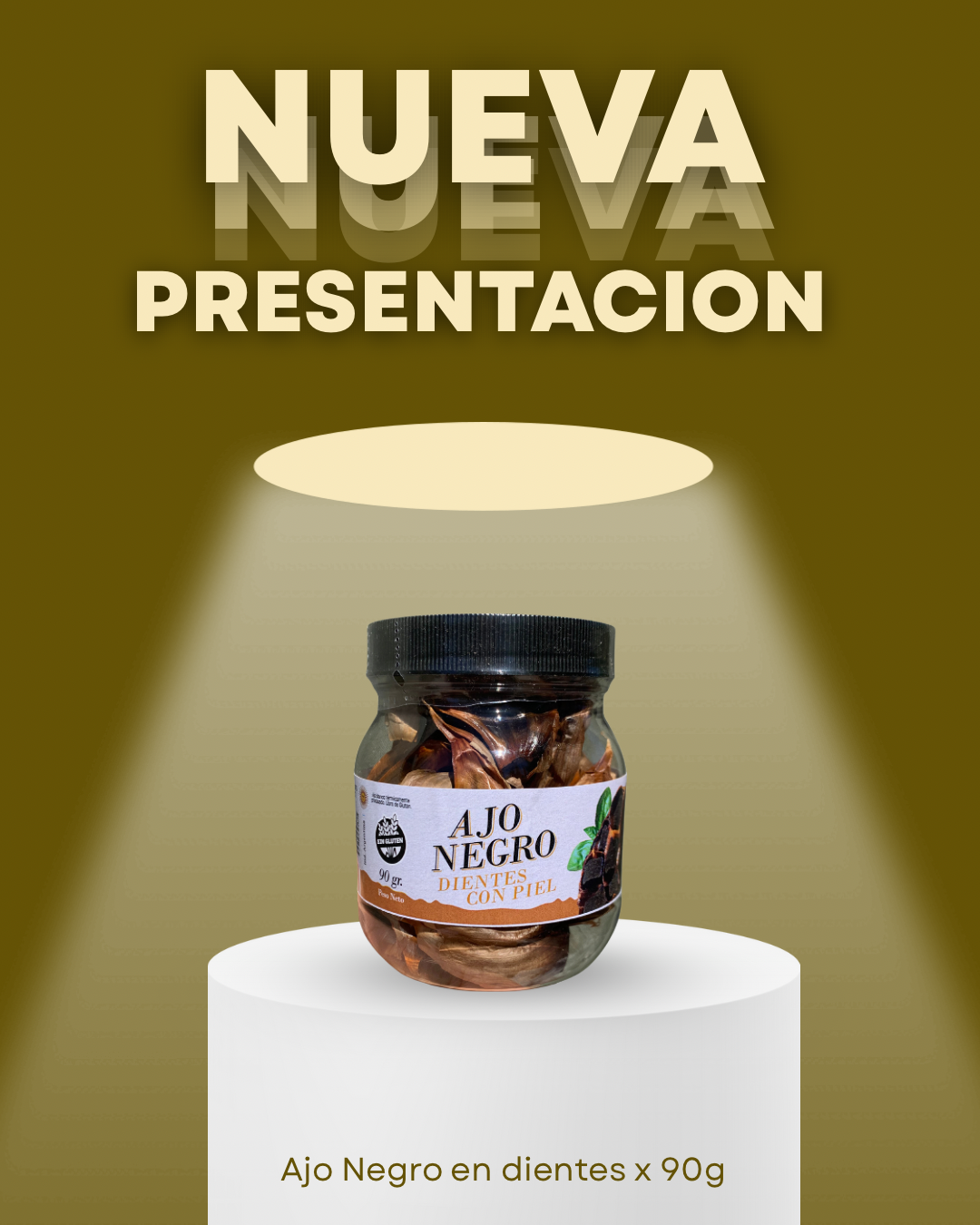 Ajo Negro en Dientes con Piel Frasco de Plastico x 90g (Sabor entre Dulce y Ahumado)