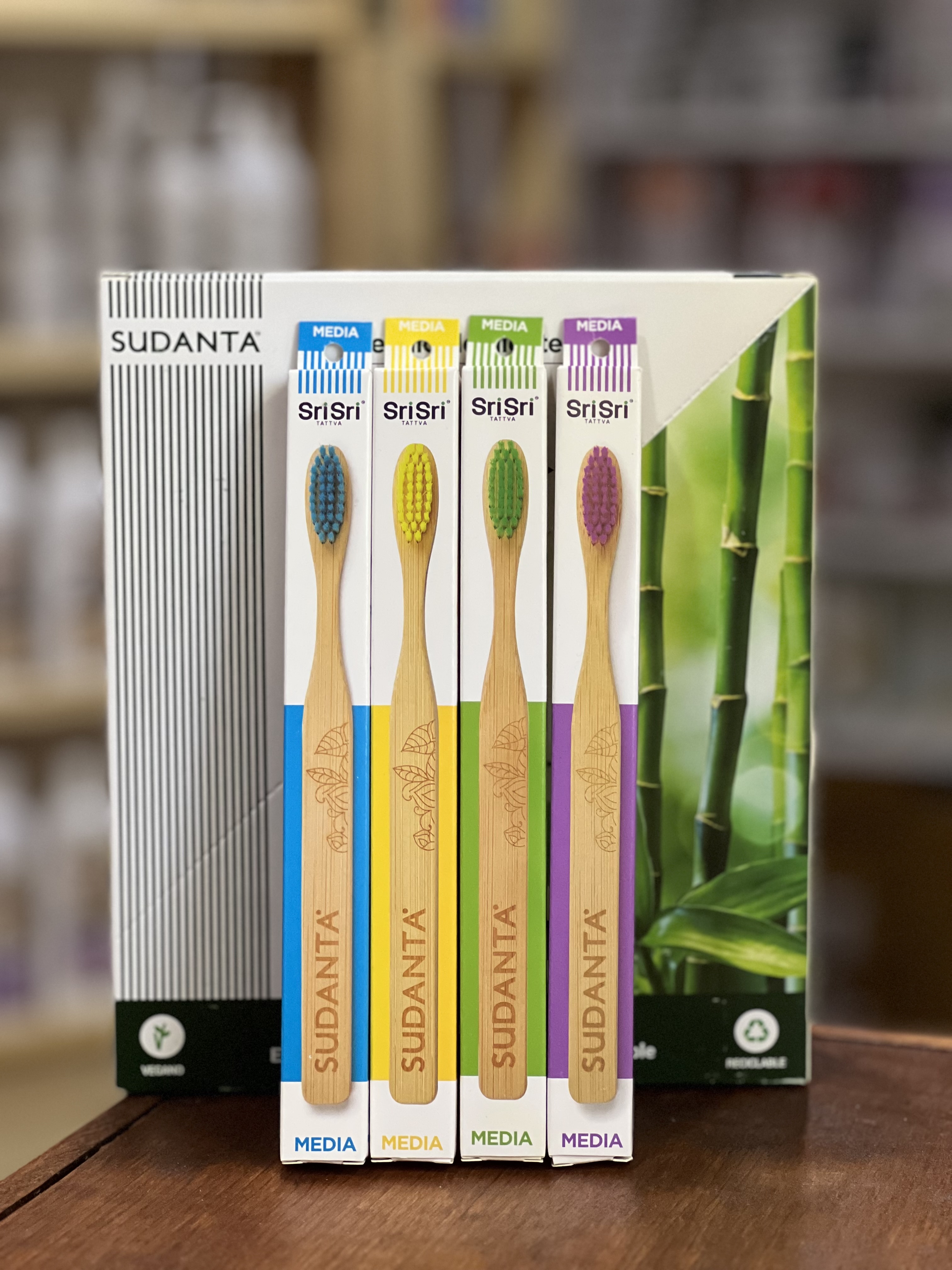 Cepillos de Bamboo Sri Sri - Cerda Dura - Sudanta para dientes de Adulto