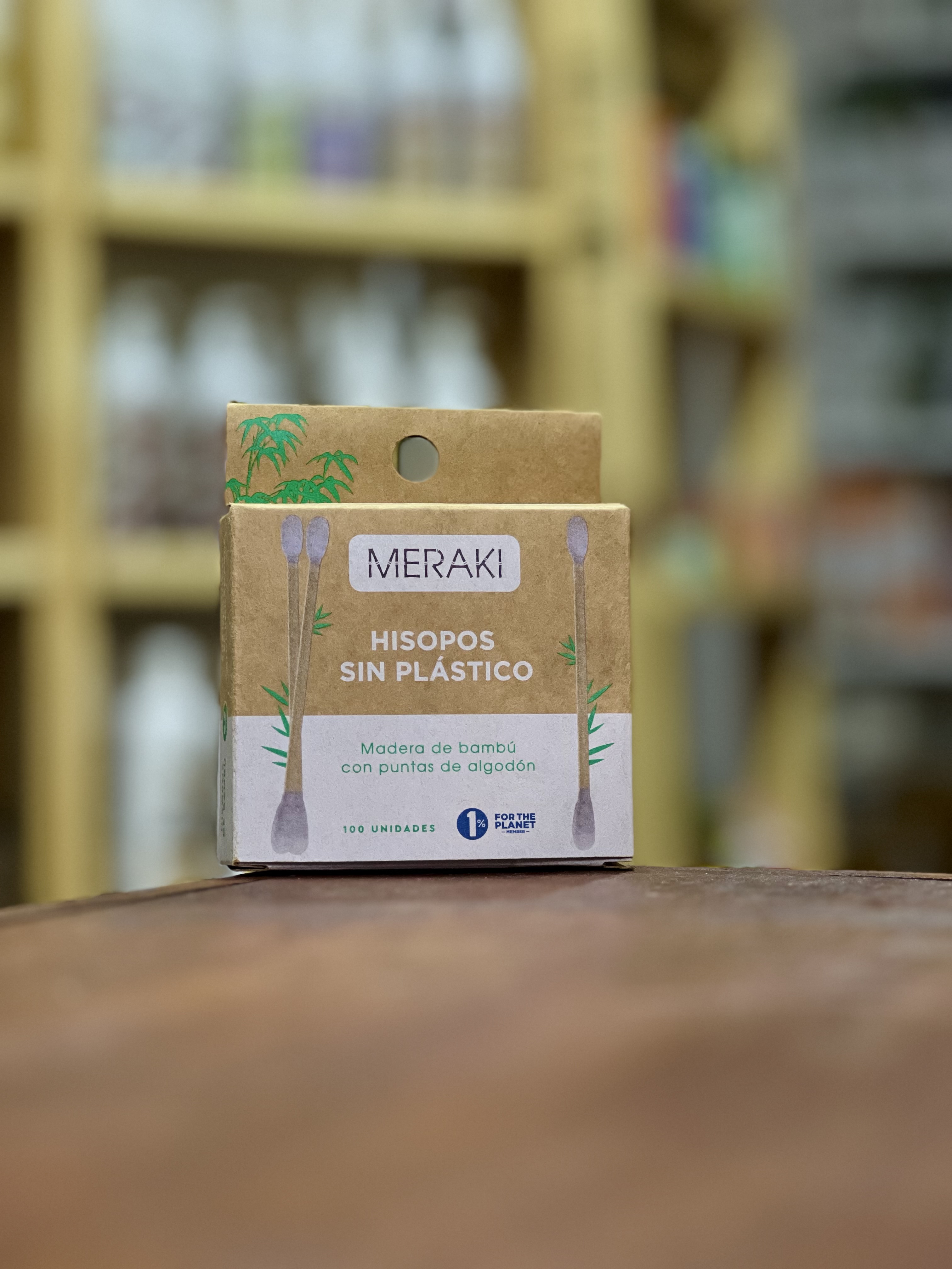 1 Caja x 100 Hisopos Biodegradables - Madera de Bambu con Puntas de Algodon