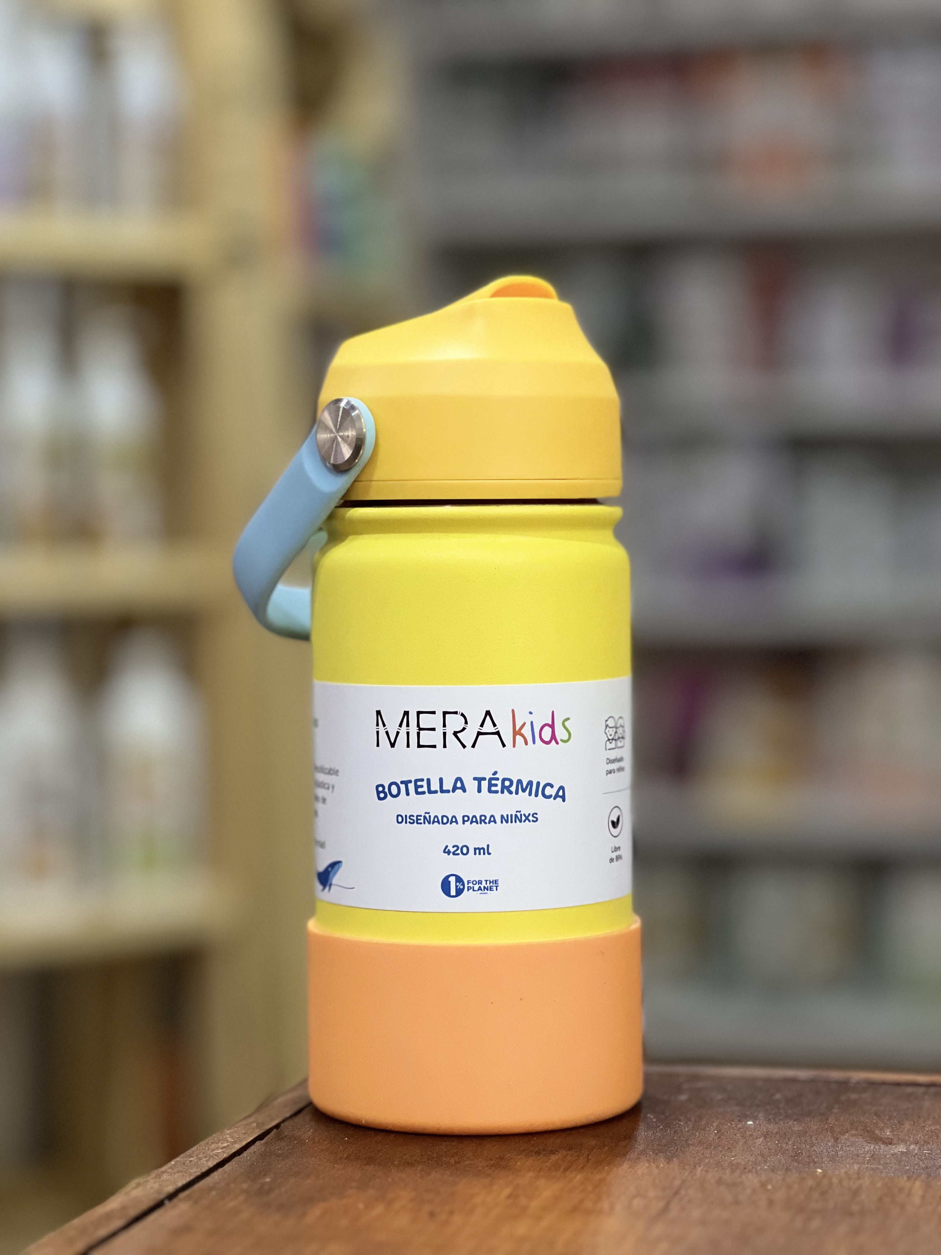 Botella Termica Reutilizable para Ninos - MeraKIDS Color AMARILLO x 420ml