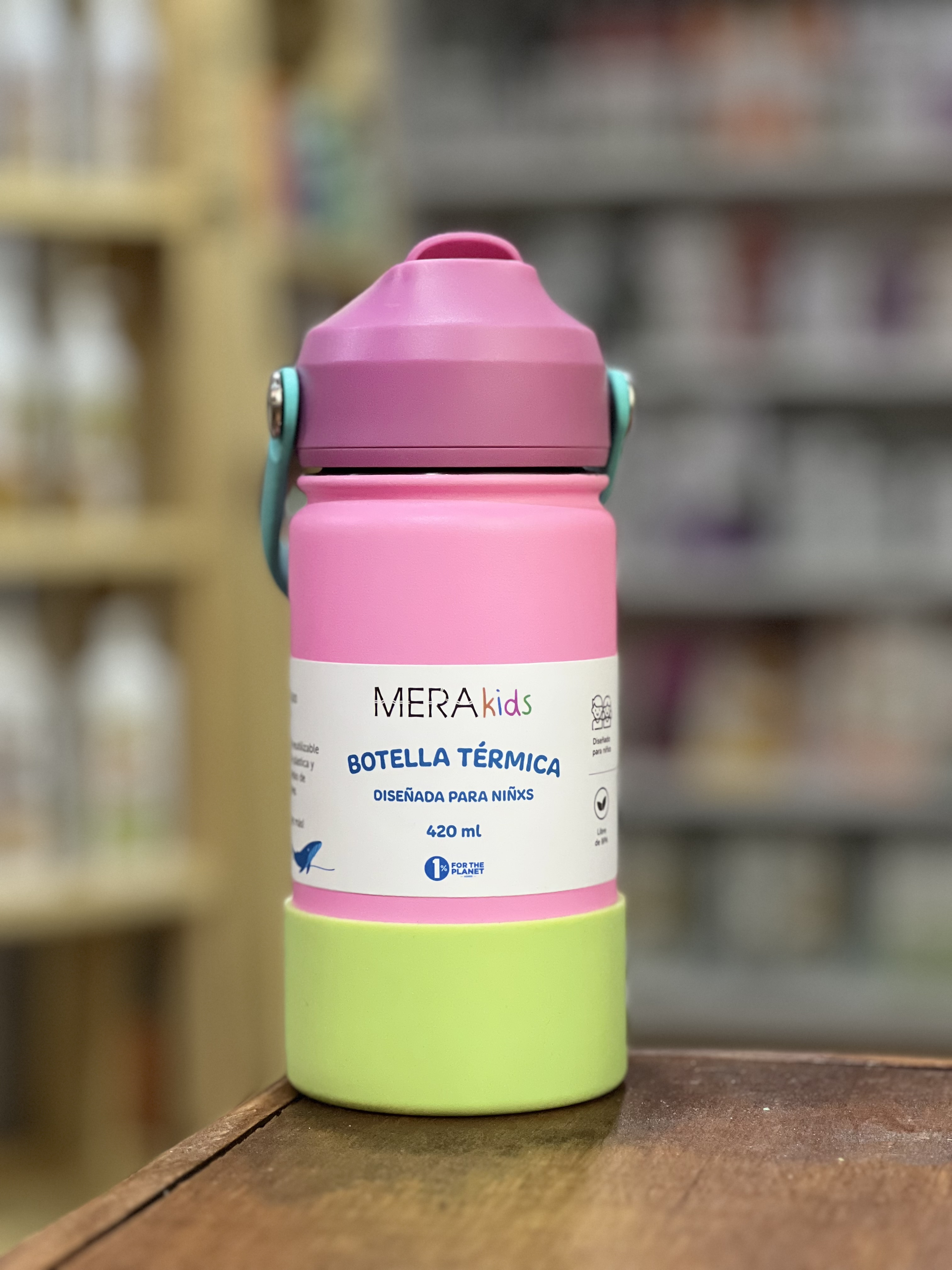 Botella Termica Reutilizable para Ninos - MeraKIDS Color ROSA x 420ml