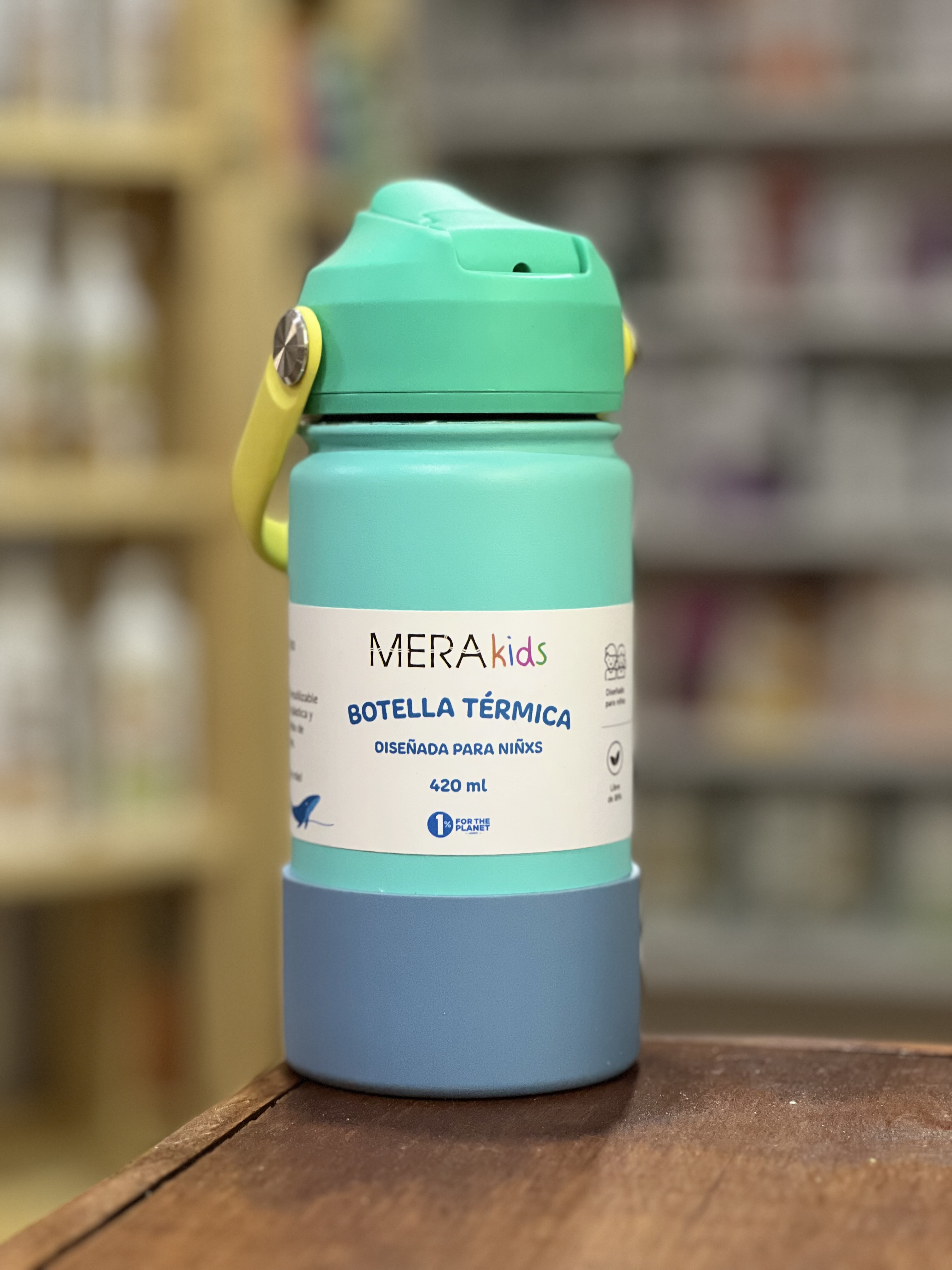 Botella Termica Reutilizable para Ninos - MeraKIDS Color TURQUESA x 420ml