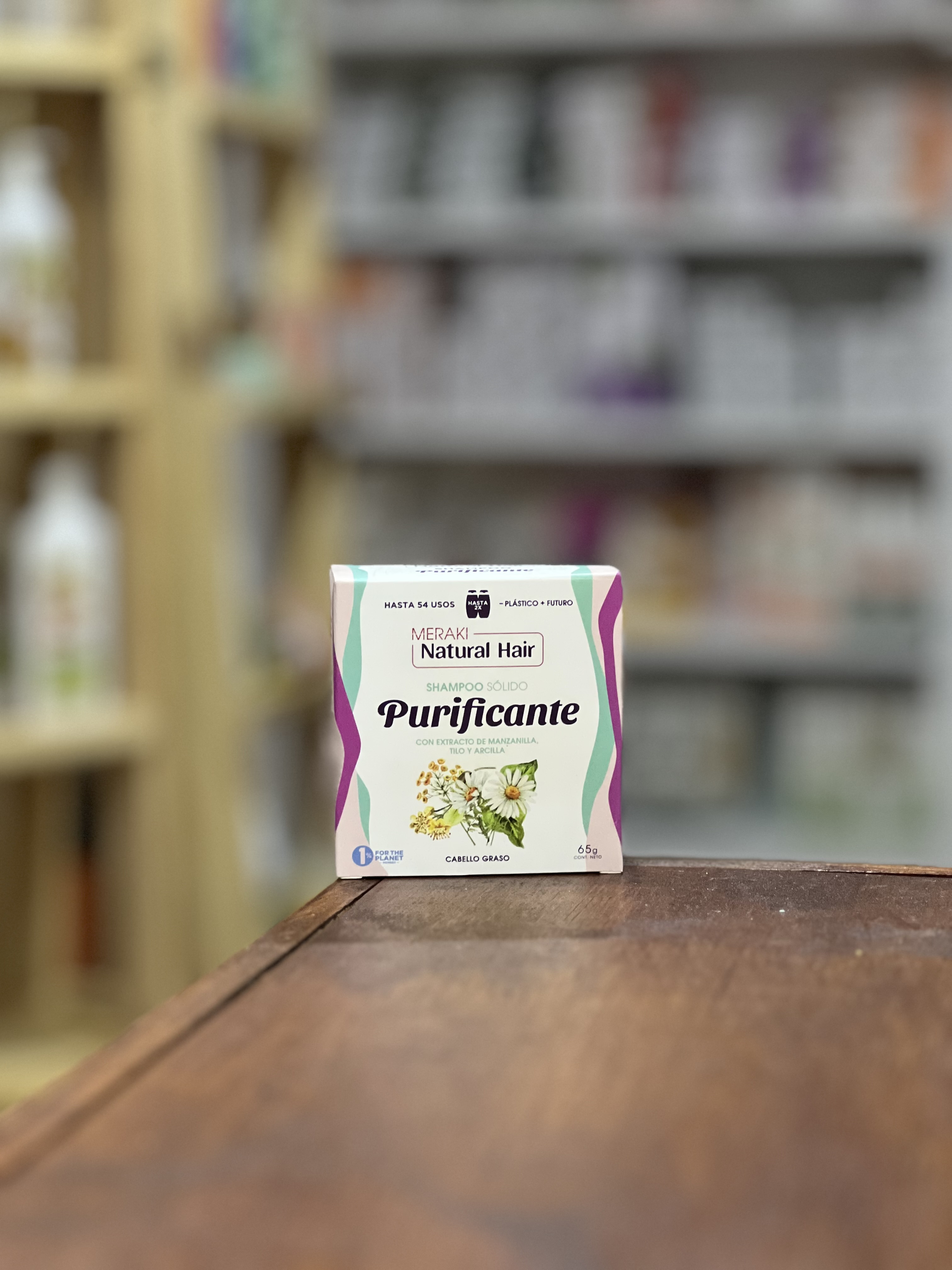 Shampoo Solido Purificante, Con Extracto de Manzanilla, Tilo y Arcilla.