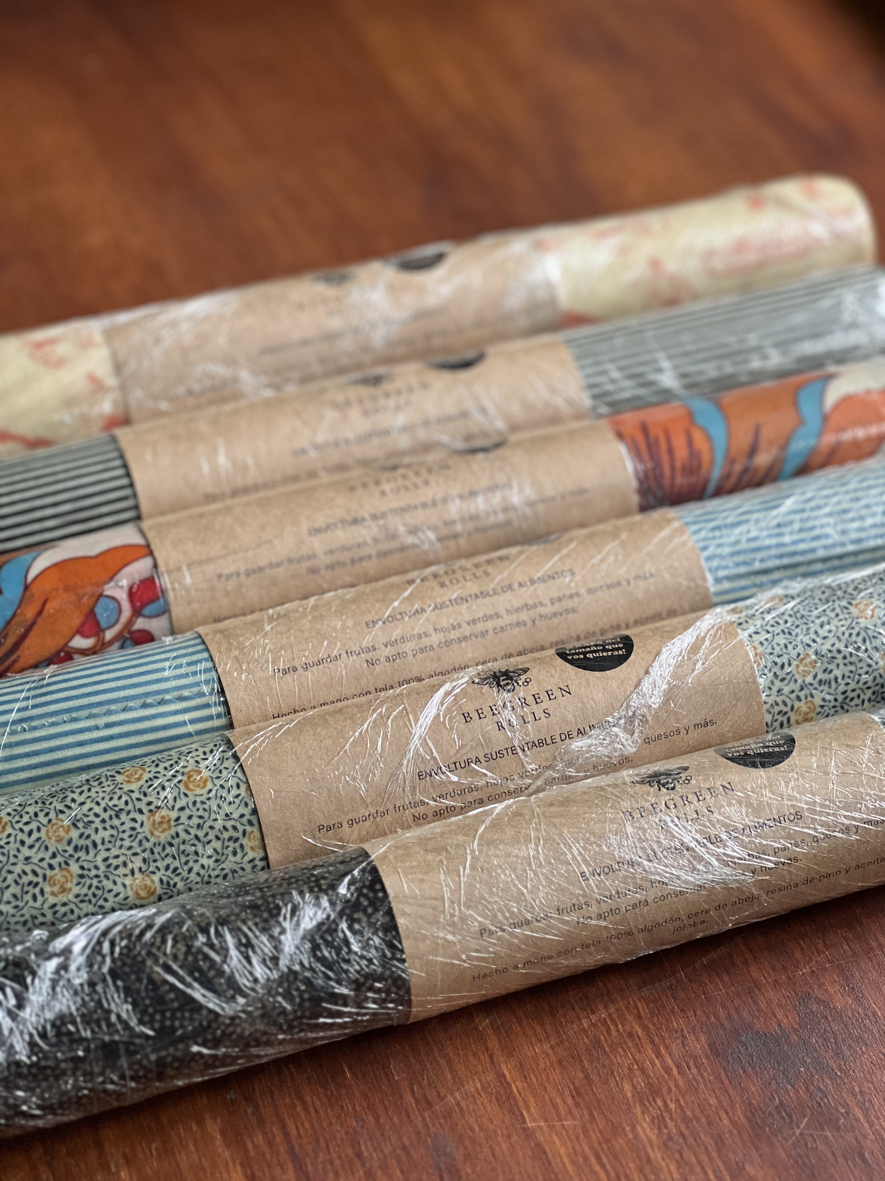 ROLL (150 x 35 cm)  (Envoltura Sustentable de Alimentos. Hechos a mano con tela 100% algodon, cera d