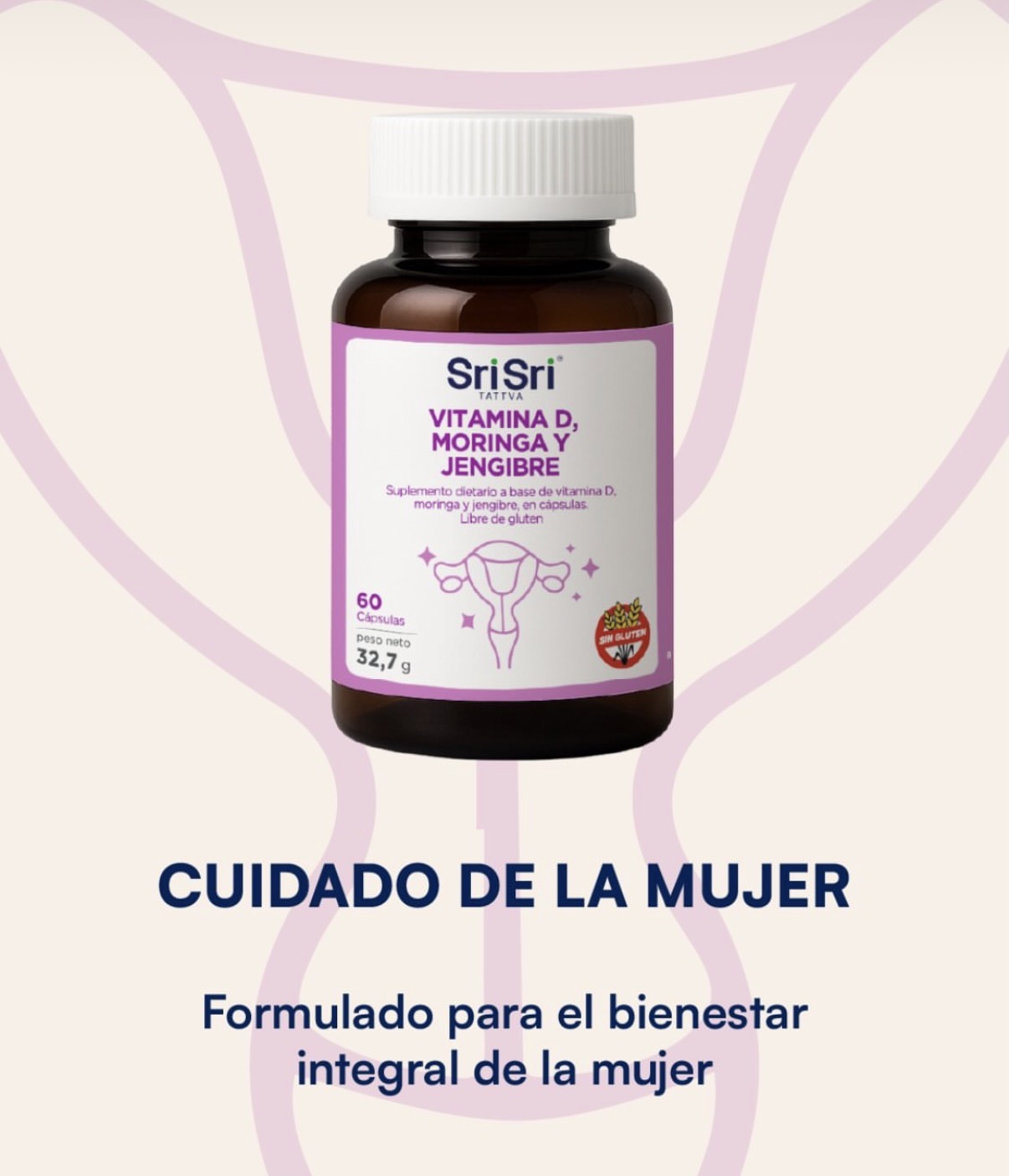 Suplemento a Base de Vitamina D, Moringa y Jengibre. PARA EL CUIDADO DE LA MUJER. 60 Capsulas - NUEV