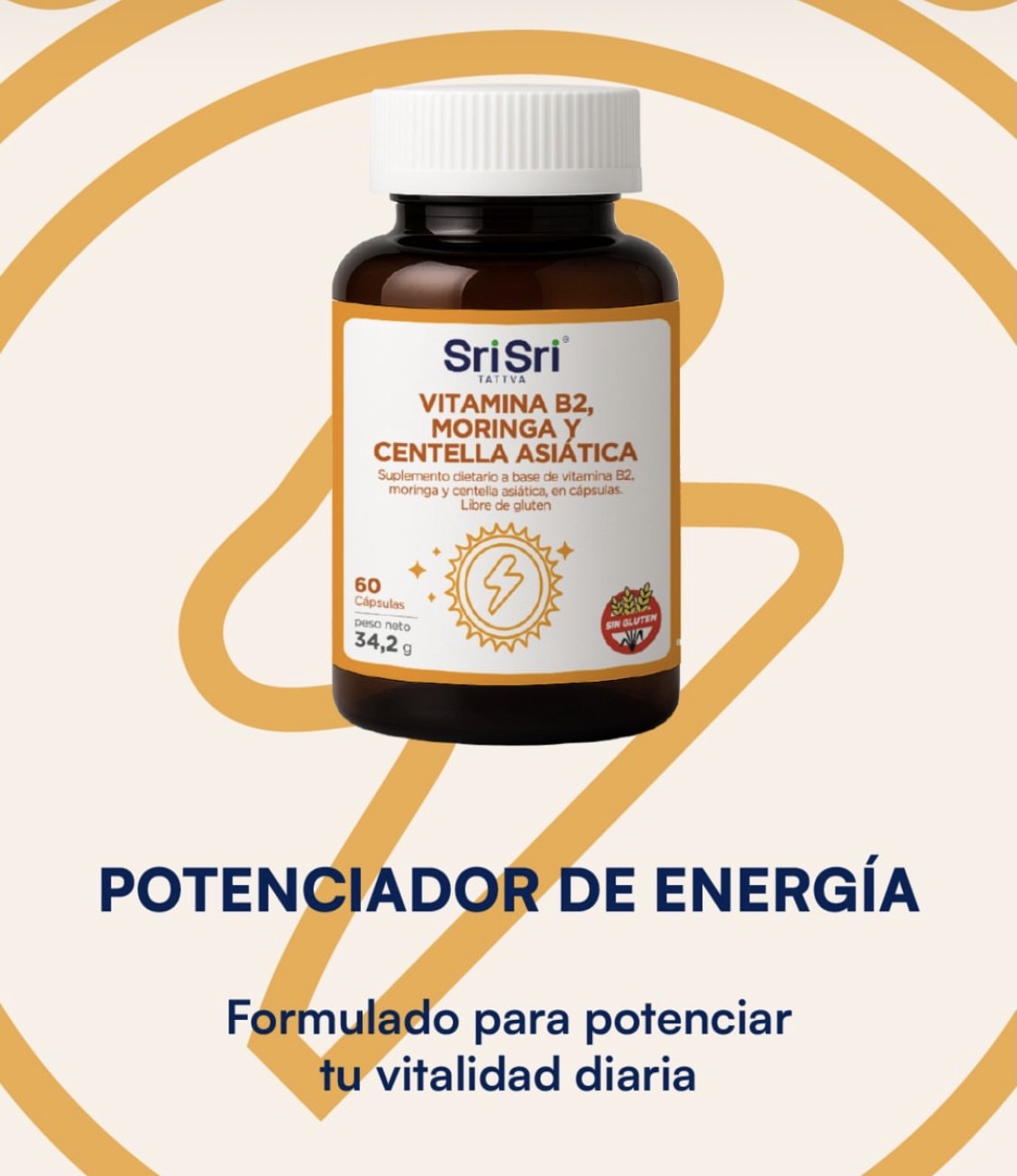Suplemento Dietario a Base de Vitamina B2, Moringa y Centella Asiatica. POTENCIADOR DE ENERGIA. 60 C