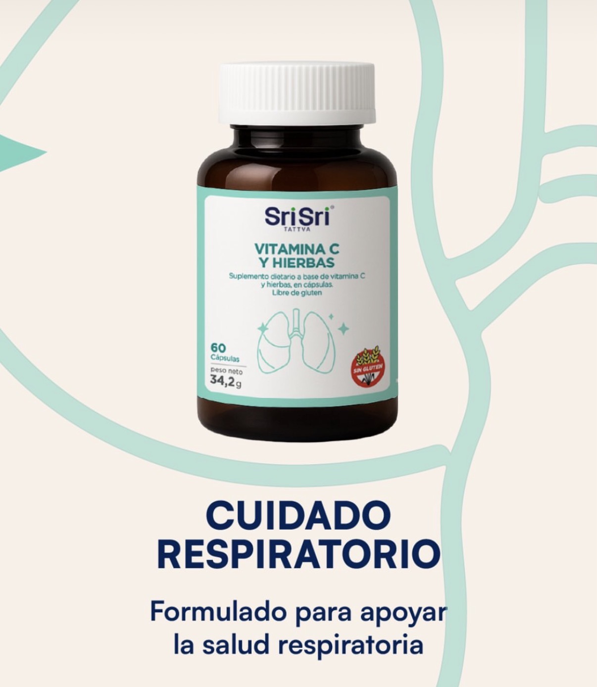 Suplemento Dietario a Base de Vitamina C y Hierbas. PARA EL CUIDADO RESPIRATORIO. 60 Capsulas - ¡NUE